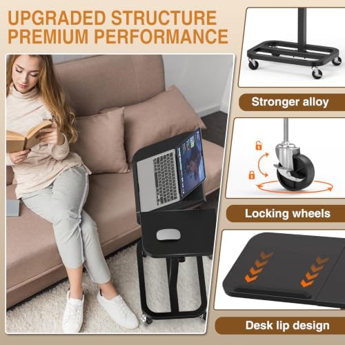 Portable Rolling Over Bed Laptop Desk, Adjustable Height and Tilt for Home - Image 4