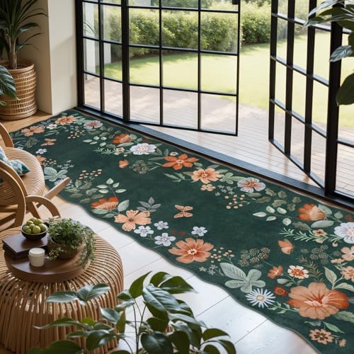 Lahome Floral Washable Runner Rug, 2'6''x8' Soft Hallway Runner Non Slip - Image 2