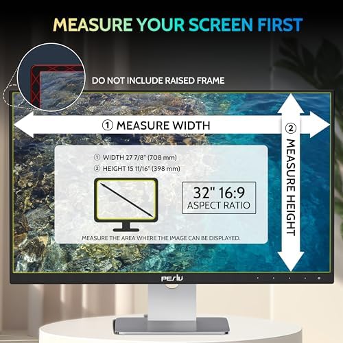 Peslv [2 Pack] 32 Inch Privacy Screen for Computer Monitor 16:9 Aspect Ratio, Eye Protection Anti Blue Light Glare Shield, 32inch Removable Black Blackout Anti Spy Desktop Security Private Filter - Image 4
