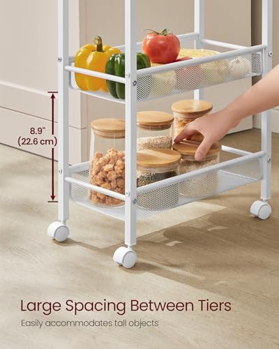 VASAGLE 5-Tier Slim Rolling Storage cart with Wheels, 8.7 Inches, Metal - Image 6