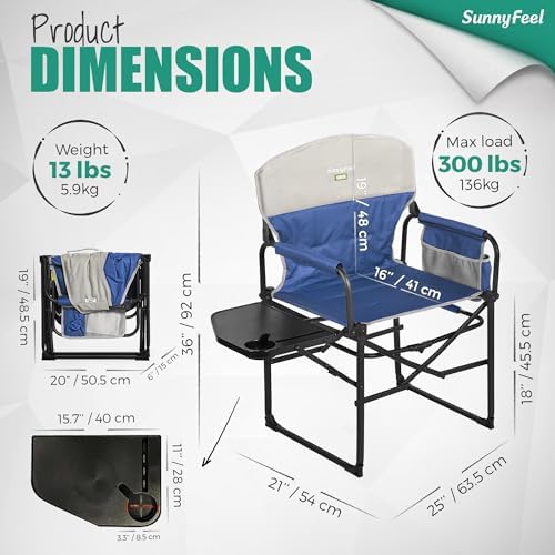 SUNNYFEEL Oversized Directors Camping Chair for Adults with Side Table - Image 3
