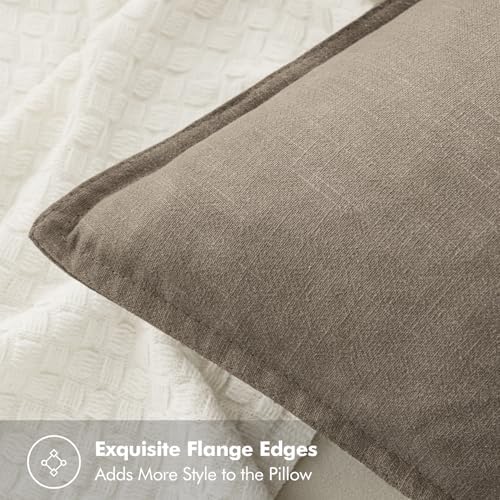 MIULEE Decorative Linen Pillow Covers 18x18 Inch Tan Taupe - Image 2