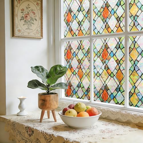 LEMON CLOUD Window Privacy Film, Stained Glass Window Cling,35.4″ x 78.7″ - Image 2