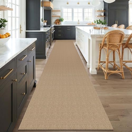 KOZYFLY Boho 3x18 Runners Rugs for Hallway, Extra Long Washable Runner Rug, Woven Non Slip Kitchen Runner, Cotton Entryway Rug, Floor Carpet for Entry, Aisle, Hall, Orange Beige/Tan/Brown - Image 2