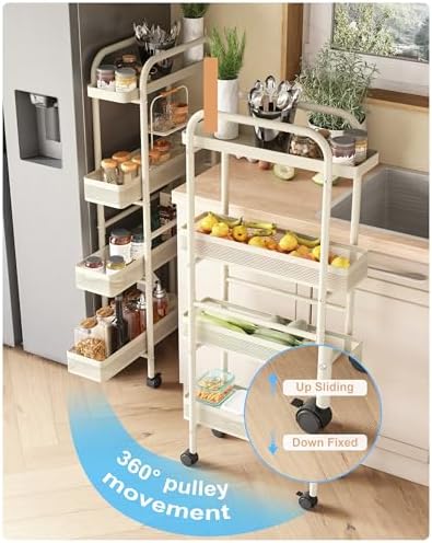 UMDONX 4-Tier Narrow Mobile Storage Cart with Pull-Out Baskets - Image 2
