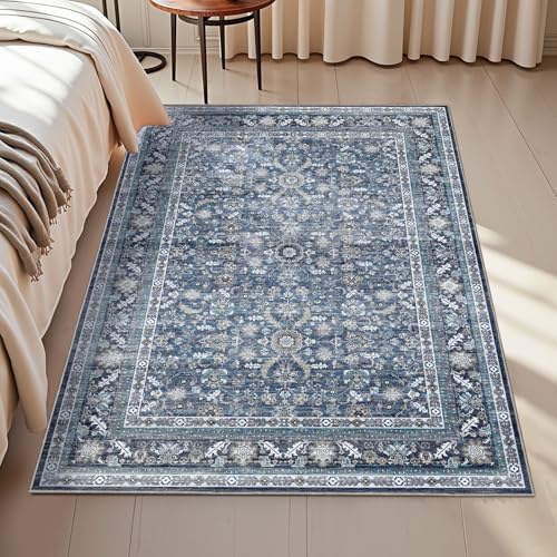 OPPODREAM Vintage Blue Area Rugs 3x5, Washable Rug for Living Room by OPPODREAM