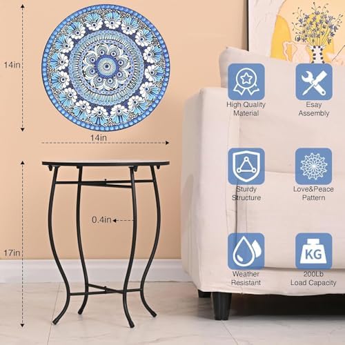 Metal Round Side Table, Weather Resistant Patio Accent Table for Indoor Outdoor Use, Plant Stand for Flower Pots Vase Home Decor, Easy Assemble - Image 2