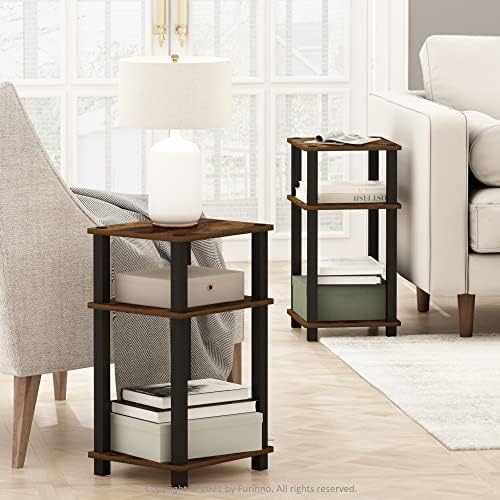 Furinno JUST Toolless 3-Tier Side Table Set of 2, Open Shelf, Amber Pine - Image 2