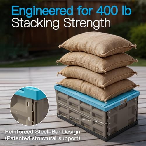 Heavy Duty Collapsible Storage Bins, Attached Lids, 12 Gal, 2 Pack - Image 3
