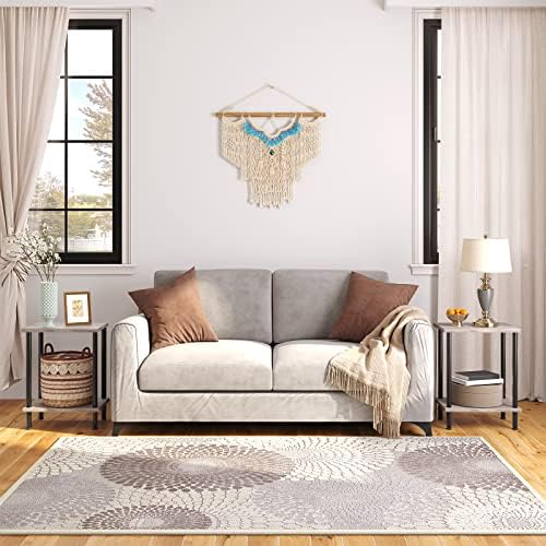 HOOBRO End Table, Small Side Table, Nightstand with 2-Layer Storage Shelves, Sofa Table for Small Spaces, Living Room, Bedroom, Stable Frame, Easy Assembly, Greige and Black BG09BZ01 - Image 4