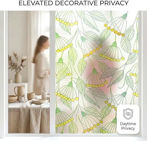 Spring Leaves Stained Glass Window Film Privacy Anti UV 17.5x78.7in - Image 2
