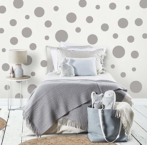 Polka Dot Wall Decals (63) Girls Room Wall Decor Stickers, Wall Dots, Vinyl Circle Peel & Stick DIY Bedroom, Playroom, Kids Room, Baby Nursery Toddler to Teen Bedroom Decoration 3"-6.5" (Grey) by Create-A-Mural