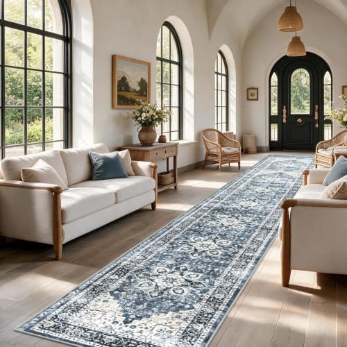 2'6"x12' Washable Area Rug, Low-Profile Entryway Rug with Non-Slip Backing & Durable Edge Binding, Vintage Rug Pattern, Small Rugs for Entryway, Kitchen & Living Room by AMADAHOMEFURNISHING