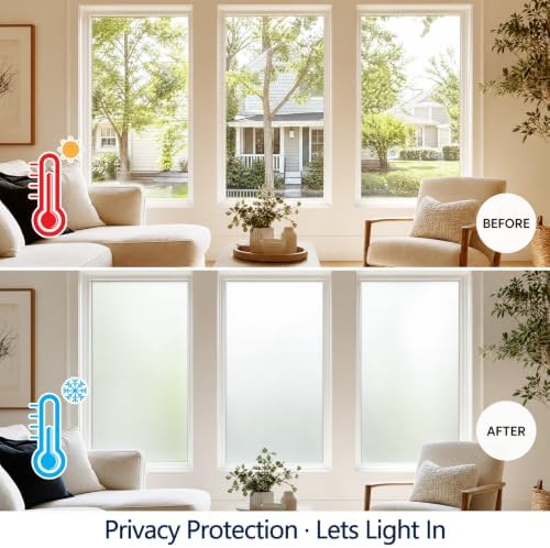 FILMGOO Frosted Window Privacy Film Static Cling Glass Film 35.4" x 7.8' - Image 2