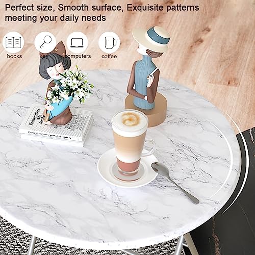 Tv Trays Folding Tray Table Dinner Tray Table Round, Snack Eating Trays Table for Living Room with No Assembly Required&Sturdy, 17.5 x 17.5 x 26 in(White Marble) - Image 3