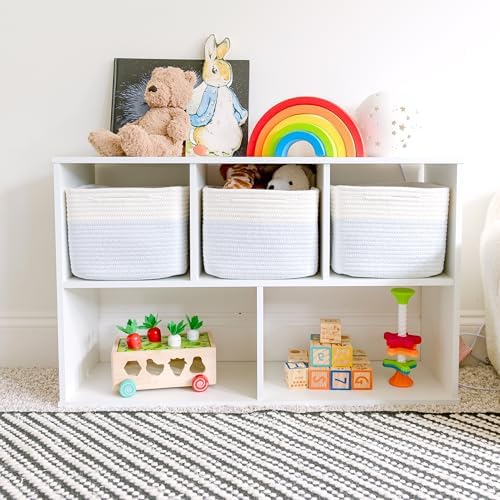 NaturalCozy Storage Cubes 9”x9”x7”Cotton Rope Woven Baskets for Organizing 3-Pack | 9 Inch Cube Storage Bin | Small Basket for Shelf Nursery, Pantry, Decorative Plant, Bathroom Closet, Toy Gift - Image 3