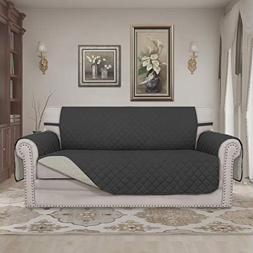Easy-Going Reversible Couch Cover, 2 Cushion Sofa, Darkgray/Beige - Image 2
