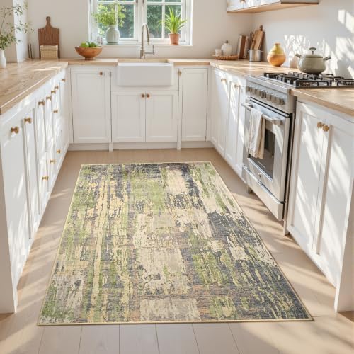 Toneed 4x6 Washable Non Slip Abstract Area Rugs for Bedroom Living Room - Image 2