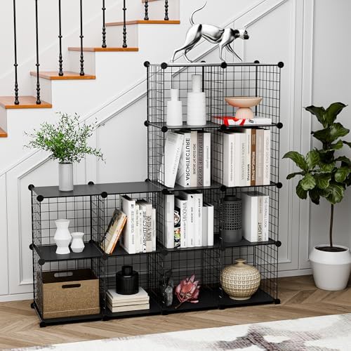 Wire Cube Storage Organizer, 12-Cube Metal Storage Shelves Bookshelf, Stackable Modular Closet Organizer for Bedroom Living Room, Office,Storage Shelves - Image 6