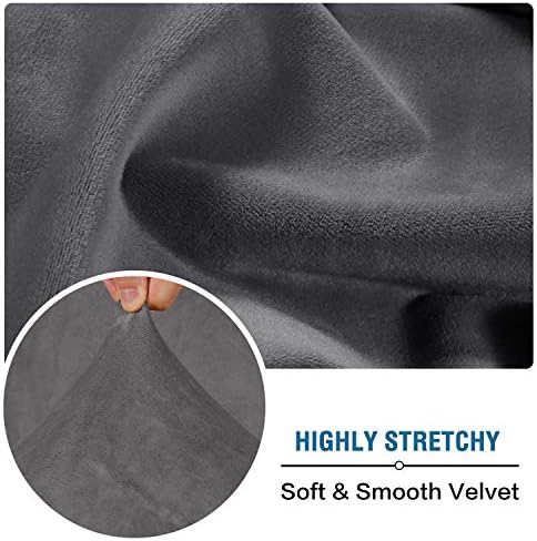 H.VERSAILTEX Velvet Stretch Couch Cushion Cover Plush Cushion Slipcover for Chair Cushion Furniture Protector Seat Cushion Sofa Cover (1 Piece Armchair Cushion Covers, Grey) - Image 5