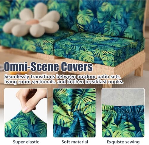 8Pcs Outdoor Cushion Covers, Stretch Patio Furniture Couch Chair Slipcovers - Image 4
