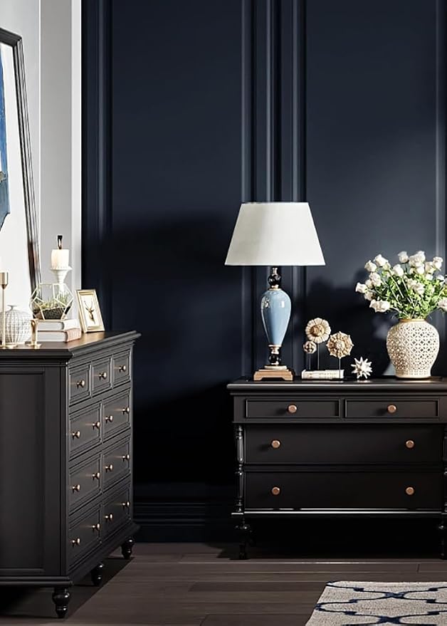 Safiyya Peel and Stick Wallpaper Dark Blue Contact Paper Solid Color Decorative Self Adhesive Removable Wallpaper Modern Contact Paper for Wall Vinyl Roll 118"x17.7" - Image 2