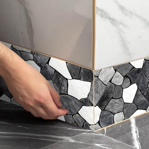IVN Wallpaper Border Peel and Stick Wall Black White Stone 4x196 Inch - Image 6