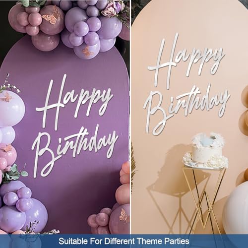Yousoontic Happy Birthday Sign for Backdrop, 23 x 20 Inch, Classic, White - Image 5