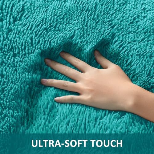 Ophanie Teal Rugs for Bedroom Living Room, Fluffy Fuzzy Furry Carpet, Plush Soft Shaggy Bedside Indoor Floor 4x6 Area Rug for Kids Girls Boys Baby Teen Dorm Nursery Decor with Over 99 pcs Pile fibers - Image 2