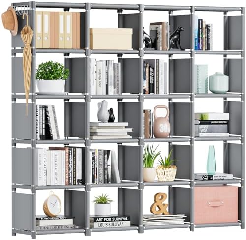 Mavivegue 20 Cube Book Shelf, Storage Organizer, Large DIY Bookcase, Metal Cube Bookshelf, Cubbies Closet Storage Organizer Shelves for Bedroom,Living Room,Home,Office by Mavivegue