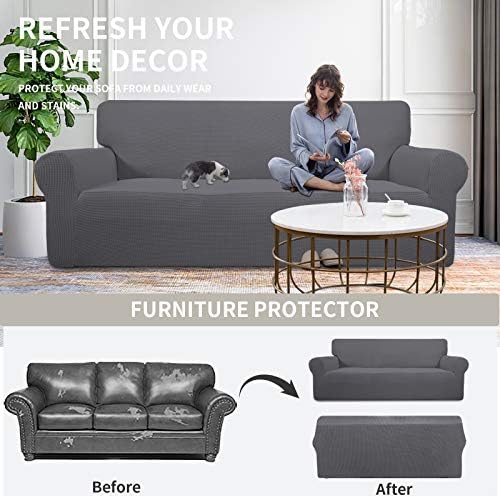 Easy-Going Stretch Oversized Sofa Couch Slipcover Washable Gray - Image 4