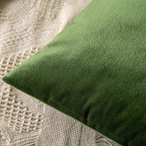 MIULEE 12x20 Inch Lumbar Velvet Throw Pillow Covers Moss Green - Image 2