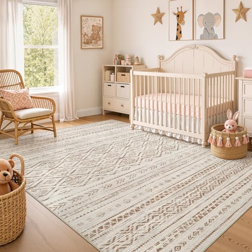 Nakagishi Area Rug Living Room Rugs: 9x12 Large Soft Machine Washable Boho Moroccan FarmNeutral Stain Resistant Indoor Floor Carpet for Bedroom Under Dining Table Home Office Decor-Brown - Image 7