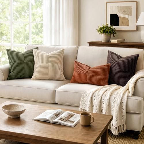MIULEE Natural Beige Decorative Throw Pillow Covers for Couch 20x20 Inch - Image 4