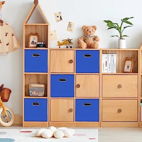 Black Foldable Storage Cubes Bins , Fabric Storage Box Cubes Organizer Baskets with Dual Handles for Home Organizer (Dark Blue) - Image 5