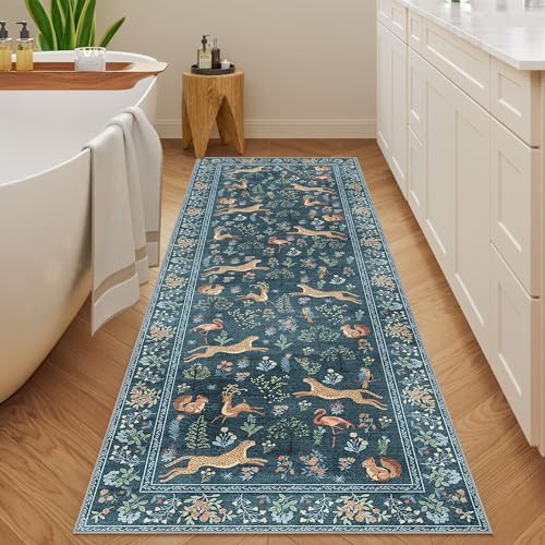 DUKINO 2x6 Runner Rug, Washable Animal Kitchen Rugs Non Slip, Blue - Image 6