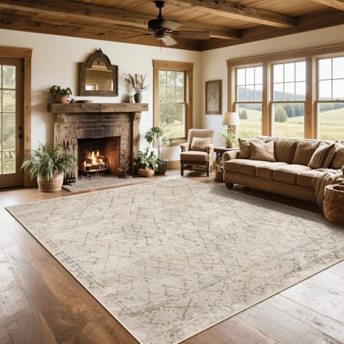 8x10 Washable Area Rugs for Living Room,Bedroom,Dining Room- Morocco Camel by Srugn