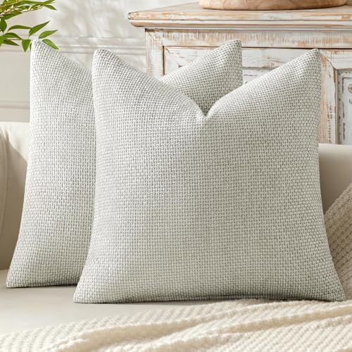 MIULEE Decorative Couch Throw Pillow Covers 20x20 Inch Grey-White 2 Pack by MIULEE