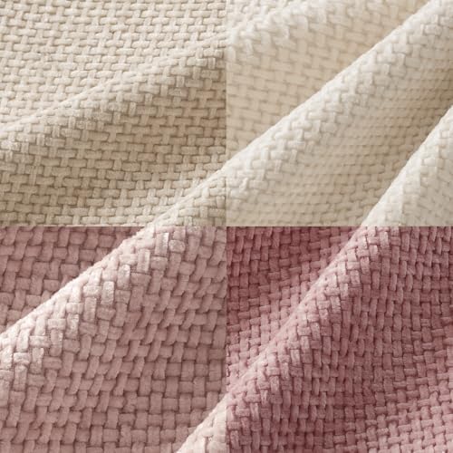 MIULEE Soft Decorative Chenille Pillow Covers Light Pink 18x18 Pack of 4 - Image 2