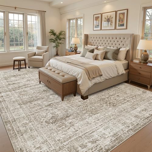 Soalmost Washable Area Rug 8x12 Large Soft Brown Rugs for Living Room - Image 4