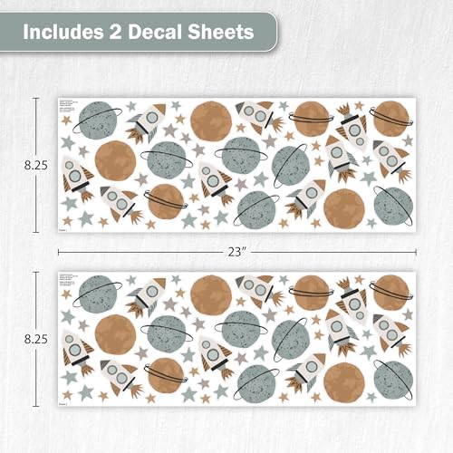 Galaxy Space Wall Decals - Set of 114 Rockets Planets Stars Stickers for Boys Bedroom, Nursery & Playroom - Removable Outer Space Peel & Stick Wall Decor - Image 6