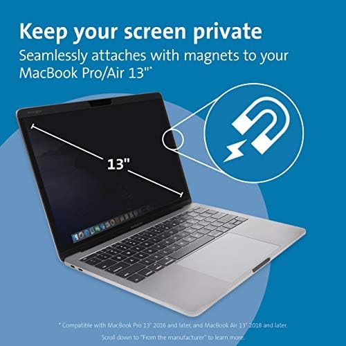 Kensington MP13 Magnetic Macbook Pro Privacy Screen for 13 inch (2016-2022, M1, M2)/ Macbook Air 13 inch (2018-2021, M1), Removable Laptop Privacy Filter, Macbook Mac Screen Protector, K64490WW - Image 2