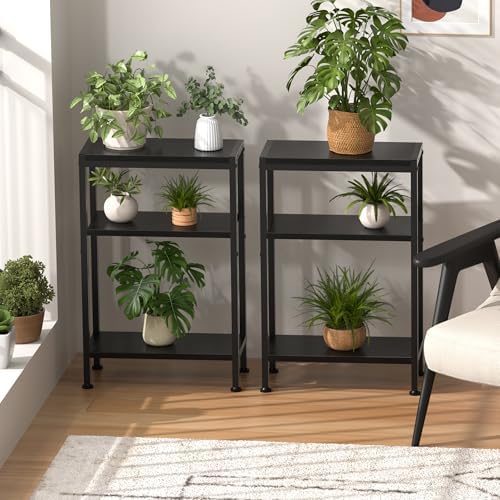 Narrow Side Table for Small Space, 3 Tier Slim End Table, Thin Nightstand, Skinny Snack Couch Table, Sofa Bedside Table in Living Room, Bedroom, Study, Kitchen and Balcony (Black) - Image 5