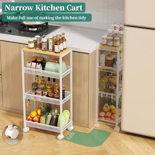 4-Tier Slim Utility Rolling Laundry Cart with Wheels, Easy to Assemble - Image 5