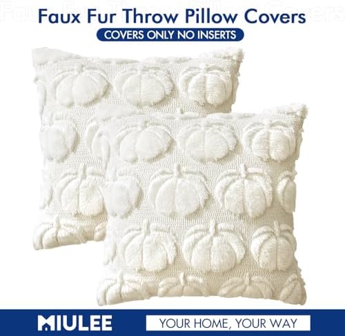 MIULEE Fall Pillow Covers Pumpkin Fall Decor 20x20 Cream White - Image 6
