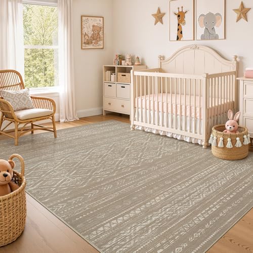 Nakagishi Area Rug Living Room Rugs: 5x7 Large Soft Machine Washable Boho Moroccan FarmNeutral Stain Resistant Indoor Floor Carpet for Bedroom Under Dining Table Home Office Decor-Dark Brown - Image 7