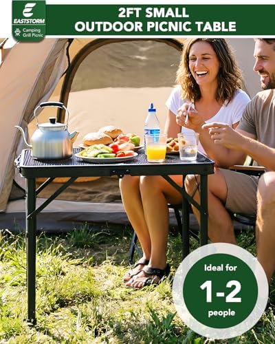 2 Ft Folding Camping Table, Adjustable Height 10.6-22 in, Small Grill Table - Image 4