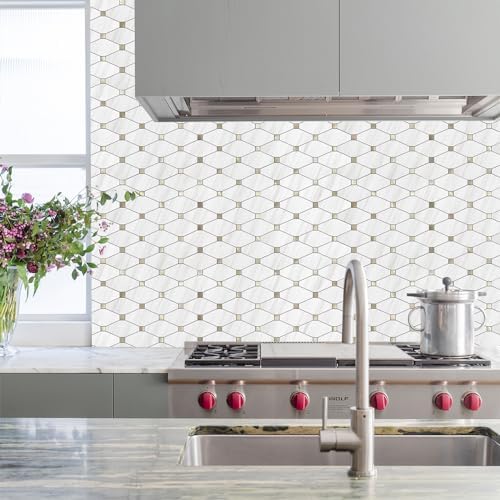 STICKGOO 10 Sheets Peel and Stick Backsplash, Dolomite White - Image 2