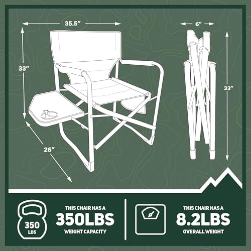 OUTSIDER Portable Directors Camping Chair, Lightweight Folding Aluminum Outdoor Chair with Side Table and Storage Pouch for Camping, Lawn, Sports and Fishing, Heavy Duty Supports 350lbs - Image 3