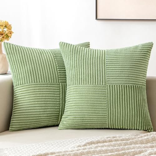 MIULEE Sage Green Decorative Throw Pillow Covers for Couch 18x18 Inch by MIULEE